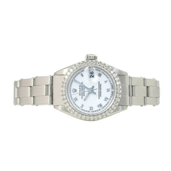 ROLEX DATEJUST WHITE ROMAN DIAL 1.15CT DIAMOND STAINLESS STEEL OYSTER WATCH 6917 - Picture 4 of 6